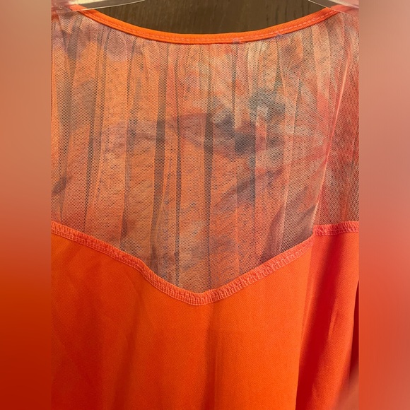 Candalite Womens Orange Multicolor Mesh Sleeveless Long Flowy Maxi Dress 2X - Picture 6 of 11